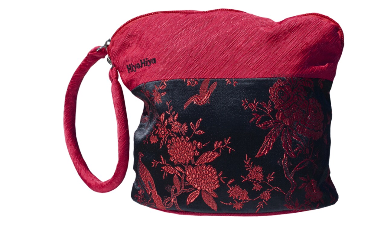 HiyaHiya Small Project Bag for Knit and Crochet - Red and Black Floral